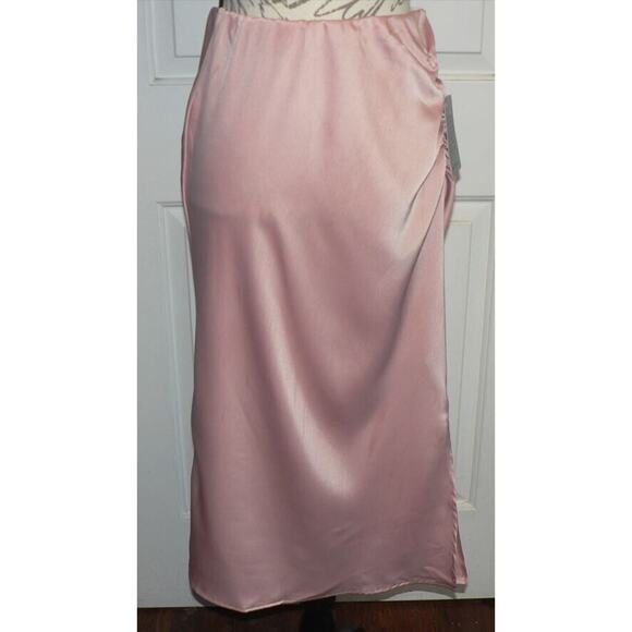 The Vanity Room Women's Ruched Side Slit Midi Skirt in Rose Pink Medium MSRP $45 - Picture 1 of 3